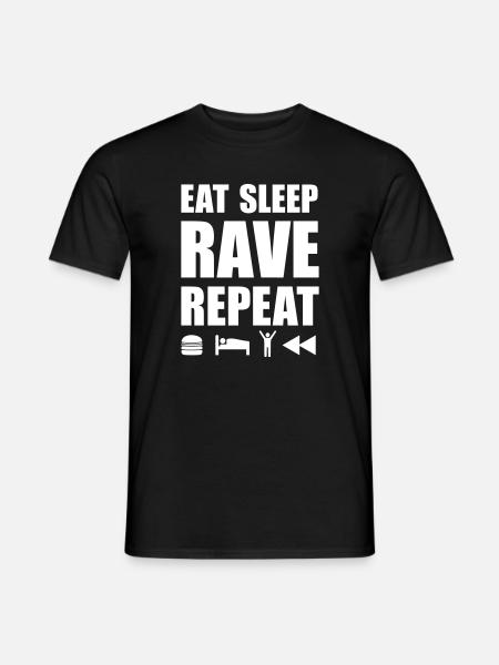 eat sleep rave repeat Icons Techno Festival Spruch - Männer T-Shirt - Schwarz