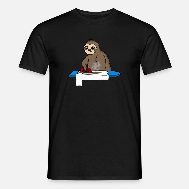 Faultier bügelt sehr langsam - Männer T-Shirt - Schwarz