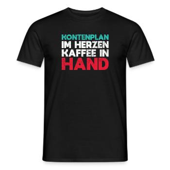 Kontenplan Im Herzen, Kaffee In Hand - Männer T-Shirt - Schwarz - Vorne - AI Model Male 178 light (178cm)