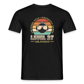 Level 27 - Men's T-Shirt - black - Front - AI Model Male 178 light (178cm)