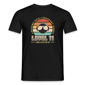 Level 11 - Men's T-Shirt - black - Front - AI Model Male 178 light (178cm)