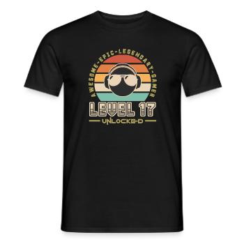 Level 17 - Men's T-Shirt - black - Front - AI Model Male 178 light (178cm)