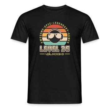 Level 35 - Men's T-Shirt - black - Front - AI Model Male 178 light (178cm)