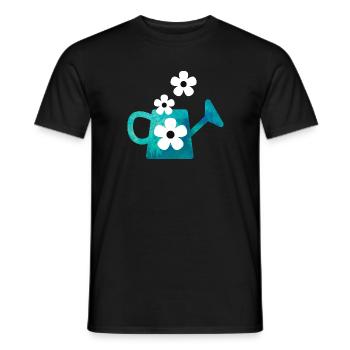 Arrosoir bleu avec des fleurs - T-shirt homme - noir - Devant - AI Model Male 178 light (178cm)