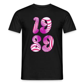 1989 - Design minimaliste pour l’anniversaire - T-shirt homme - noir - Devant - AI Model Male 178 light (178cm)