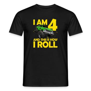 4th Birthday Gift 4 Years Monster Truck - Men's T-Shirt - black - Front - AI Model Male 178 light (178cm)