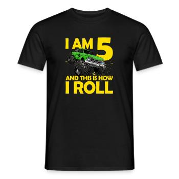 5th Birthday Gift 5 Years Monster Truck - Men's T-Shirt - black - Front - AI Model Male 178 light (178cm)
