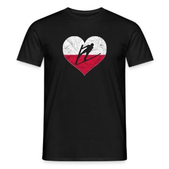 Polen Polska Skispringen Herz Flagge Vintage - Männer T-Shirt - Schwarz - Vorne - AI Model Male 178 light (178cm)