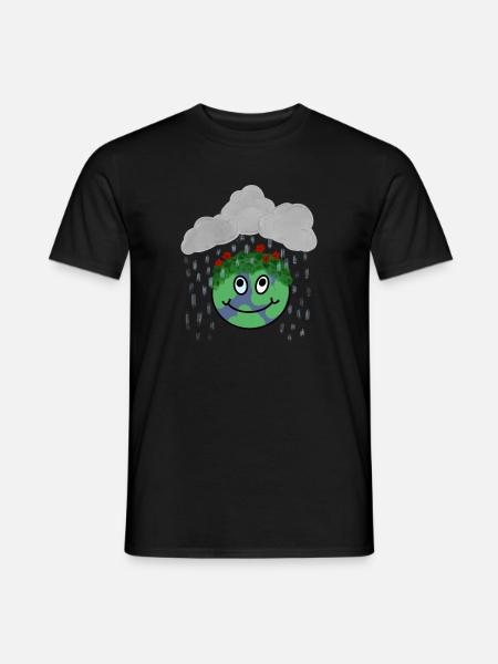 Love the rain! Happy soil with flowers - Men's T-Shirt - black