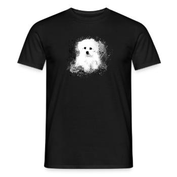Maltais, chien, blanc, peinture, graffitis, noir - T-shirt homme - noir - Devant - AI Model Male 178 light (178cm)