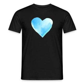 Blaues Herz Wasserfarben Geschenkidee - Männer T-Shirt - Schwarz - Vorne - AI Model Male 178 light (178cm)