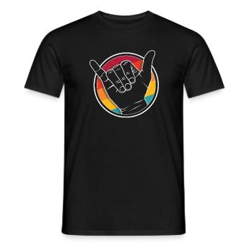 Hang ten / Vdub Greeting / Shaka wave - Aircooled - T-shirt homme - noir - Devant - AI Model Male 178 light (178cm)