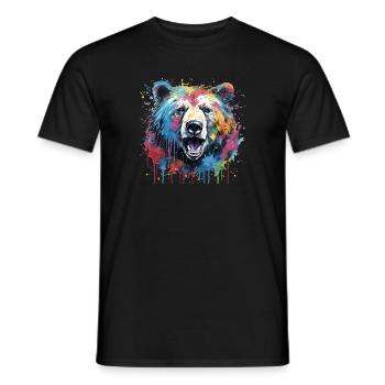 Stylish Bear Gift Grizzly Bear Brown Bear - Men's T-Shirt - black - Front - AI Model Male 178 light (178cm)
