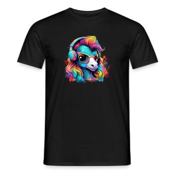 Cute foal with headset gift equestrian sport - Men's T-Shirt - black - Front - AI Model Male 178 light (178cm)