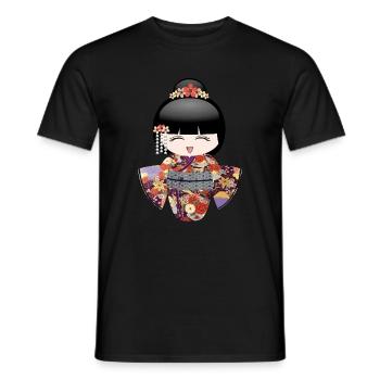 happy kokeshi - Men's T-Shirt - black - Front - AI Model Male 178 light (178cm)