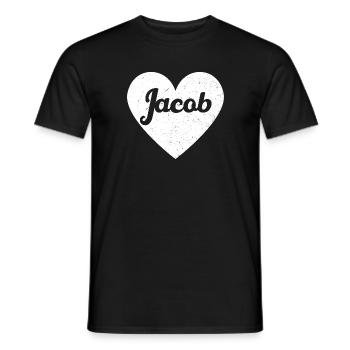 Jacob Prénom Idée Cadeau Coeur Amour J’Aime - T-shirt homme - noir - Devant - AI Model Male 178 light (178cm)