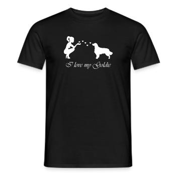 Golden Retriever mit Frau - Männer T-Shirt - Schwarz - Vorne - AI Model Male 178 light (178cm)