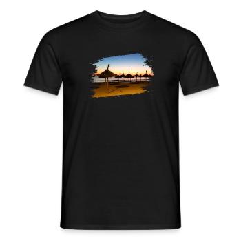 Mallorca - Summer beach in the evening sun - Men's T-Shirt - black - Front - AI Model Male 178 light (178cm)
