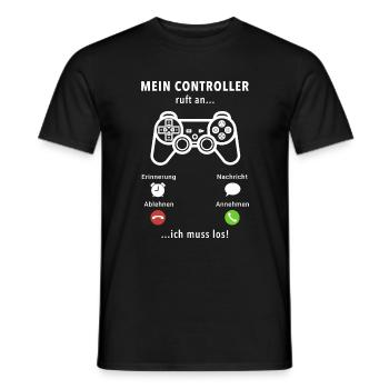Mein Controller ruft an - ich muss los - Spruch - Männer T-Shirt - Schwarz - Vorne - AI Model Male 178 light (178cm)