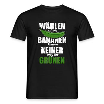 Wählen ist wie Bananen kaufen - keine Grünen - Männer T-Shirt - Schwarz - Vorne - AI Model Male 178 light (178cm)