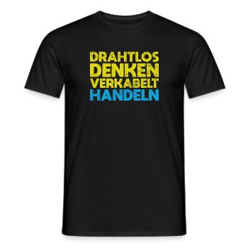 Drahtlos Denken, Verkabelt Handeln - Männer T-Shirt - Schwarz - Vorne - AI Model Male 178 light (178cm)