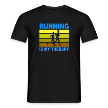 Running Is My Therapy - Männer T-Shirt - Schwarz - Vorne - AI Model Male 178 light (178cm)