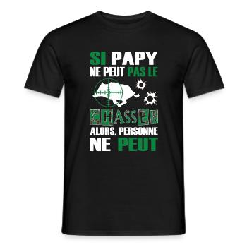 Papy Chasseur - Chasse au Sanglier - T-shirt homme - noir - Devant - AI Model Male 178 light (178cm)