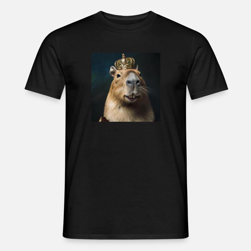 Capybara mit Krone - Männer T-Shirt - Schwarz