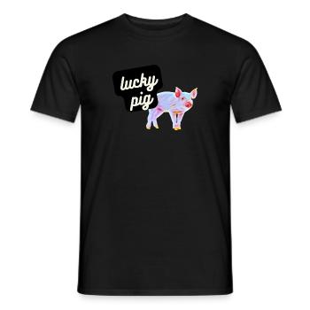 Cochon chanceux / porcelet mignon de la ferme - T-shirt homme - noir - Devant - AI Model Male 178 light (178cm)