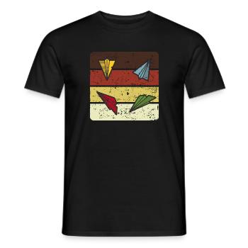Avion en papier rétro - T-shirt homme - noir - Devant - AI Model Male 178 light (178cm)