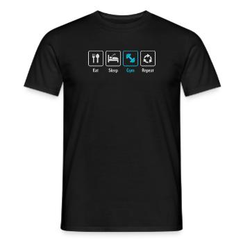 Eat sleep gym repeat - T-shirt homme - noir - Devant - AI Model Male 178 light (178cm)