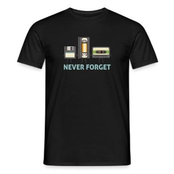 Never Forget Floppy Disk Video Tape Cassette - Men's T-Shirt - black - Front - AI Model Male 178 light (178cm)