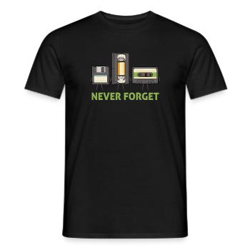 Never Forget Floppy Disk Video Tape Cassette - Men's T-Shirt - black - Front - AI Model Male 178 light (178cm)