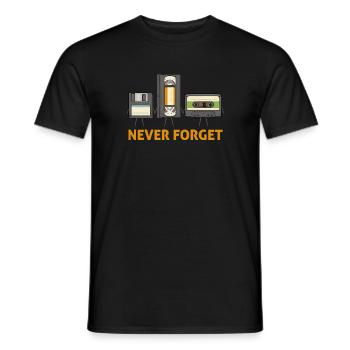 Never Forget Floppy Disk Video Tape Cassette - Men's T-Shirt - black - Front - AI Model Male 178 light (178cm)