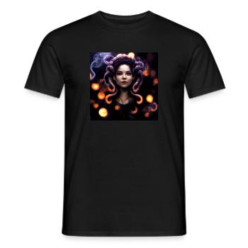 Smoke coloured bokeh beautiful medusa women - Männer T-Shirt - Schwarz - Vorne - AI Model Male 178 light (178cm)