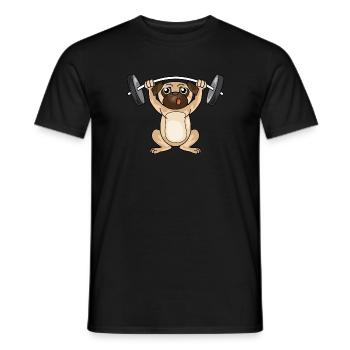 Chien mobylette séance d’entraînement poids haltères cadeau - T-shirt homme - noir - Devant - AI Model Male 178 light (178cm)