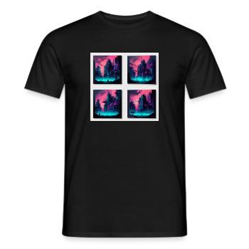 strange new world city im cyber punk style in neon - Männer T-Shirt - Schwarz - Vorne - AI Model Male 178 light (178cm)