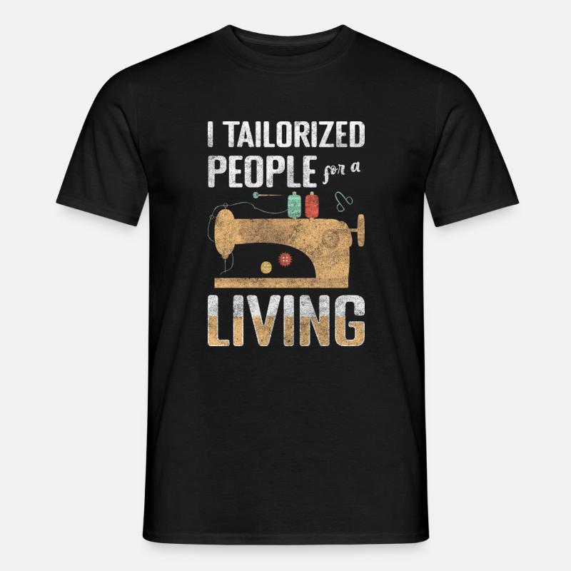 Schneiderin Schere Nähen Nähmaschine - Männer T-Shirt - Schwarz