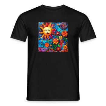 Motif grand soleil - T-shirt homme - noir - Devant - AI Model Male 178 light (178cm)