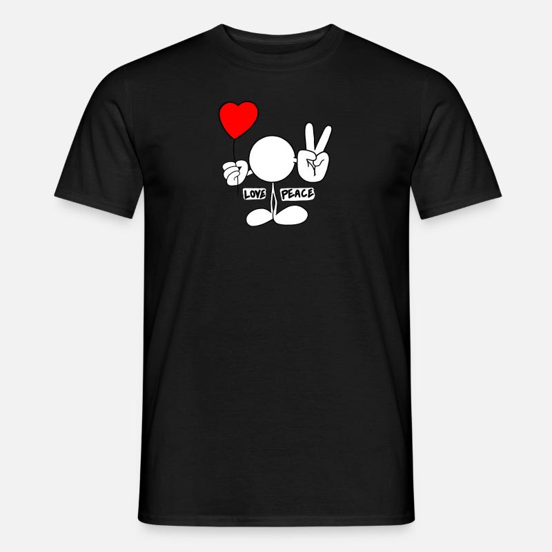 Love & Peace Plain Doodle - Männer T-Shirt - Schwarz