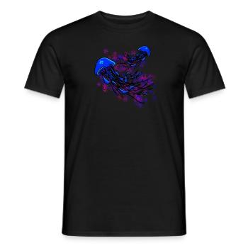 Schönes Quallen Design in Blau und Sternen - Männer T-Shirt - Schwarz - Vorne - AI Model Male 178 light (178cm)
