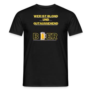 WER IST BLOND UND GUTAUSSEHEND BIER ! - Männer T-Shirt - Schwarz - Vorne - AI Model Male 178 light (178cm)
