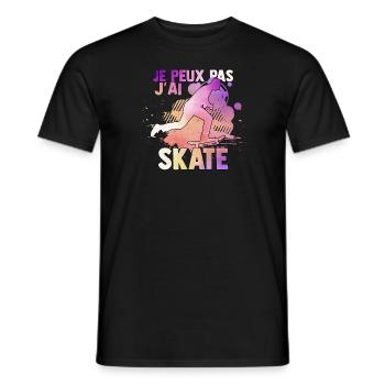 j'peux pas j'ai skate - Skateboard watercolor - T-shirt homme - noir - Devant - AI Model Male 178 light (178cm)