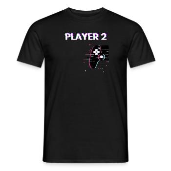 Player 2 Glitch Humor Gift Gamer Couple Love - Men's T-Shirt - black - Front - AI Model Male 178 light (178cm)
