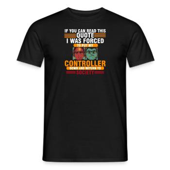 ai été forcé de poser mon contrôleur - T-shirt homme - noir - Devant - AI Model Male 178 light (178cm)