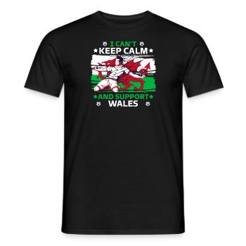 stay calm and support Wales - Men's T-Shirt - black - Front - AI Model Male 178 light (178cm)