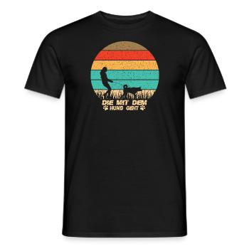 Die mit dem HUND geht - Schriftzug mit Vintage - Männer T-Shirt - Schwarz - Vorne - AI Model Male 178 light (178cm)