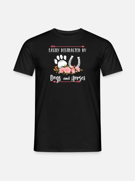 Liebe zu Pferde & Hunden - Männer T-Shirt - Schwarz