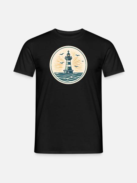 Leuchtturm Ahoi - Männer T-Shirt - Schwarz