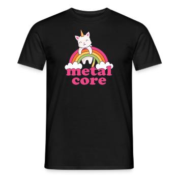 Metalcore Einhorn Katze Regenbogen Metalhead - Männer T-Shirt - Schwarz - Vorne - AI Model Male 178 light (178cm)